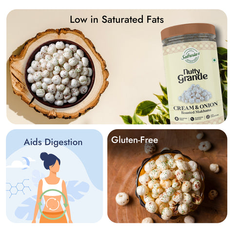 Sabrosia's Cream and Onion Roasted Makhana – 70 Gram